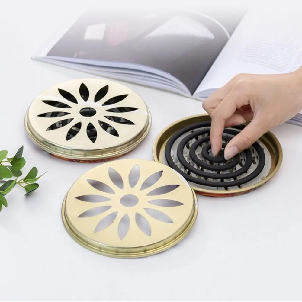 Stainless Steel Mosquito Spiral Holder Box Fireproof with Lid Mosquito Repellent Tray Windproof Safe Mosquito Incense Holder