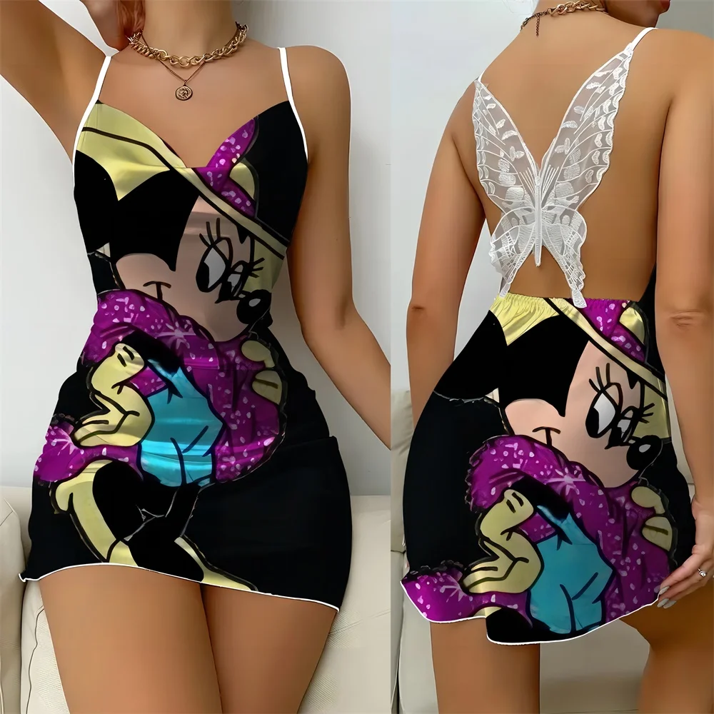 2024 Summer Sleevesless Women's Pajama Sexy Female Nightwear Cartoon Pattern Comfortable for Women New Slip Dress Free Delivery