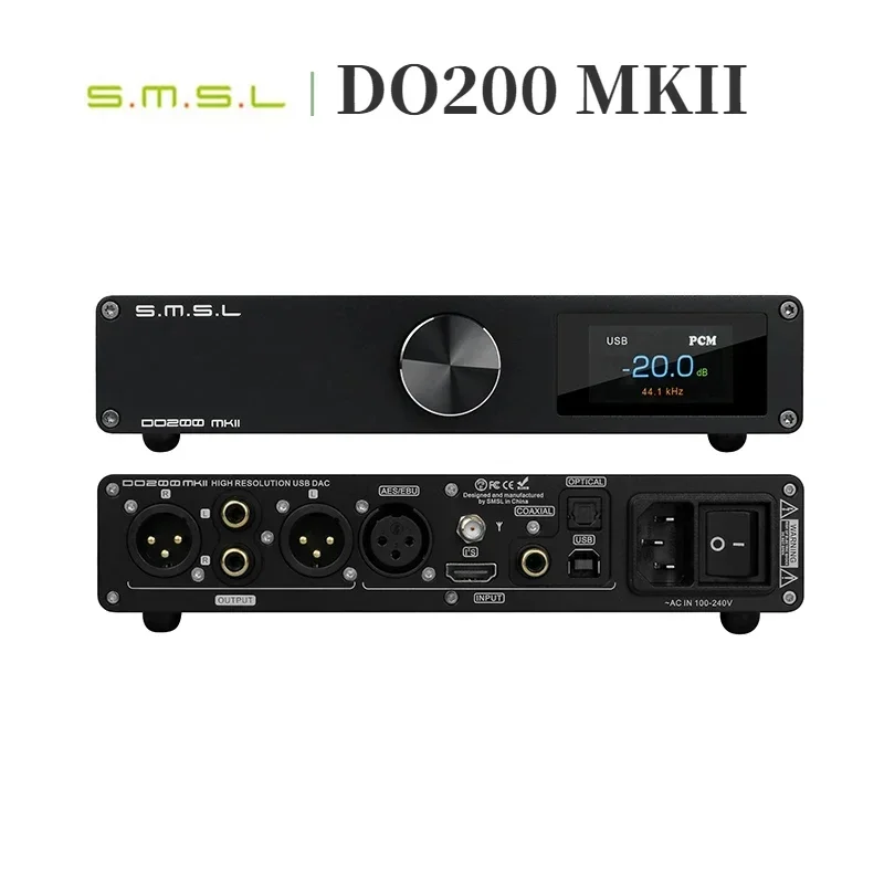 SMSL DO200 MKII Decoder Audio USB DAC ES9068AS*2 XMOS XU316 Bluetooth 5.1 MQA Full Decoding OPA1612*5 Op Amp DSD512 768KHZ 32Bit