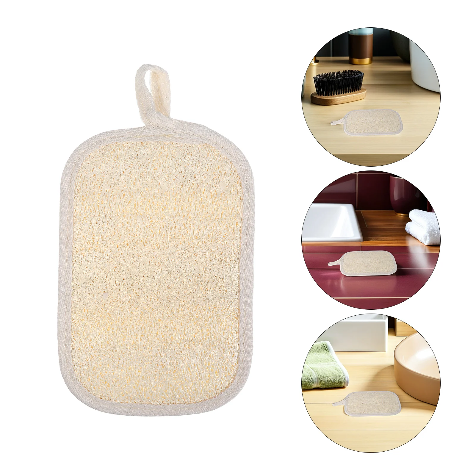 

4Pcs Natural Loofah Body Scrubber Nonslip Strap Easy Clean Hardtoreach Areas Men Women Skincare Loofah Sponge Pads