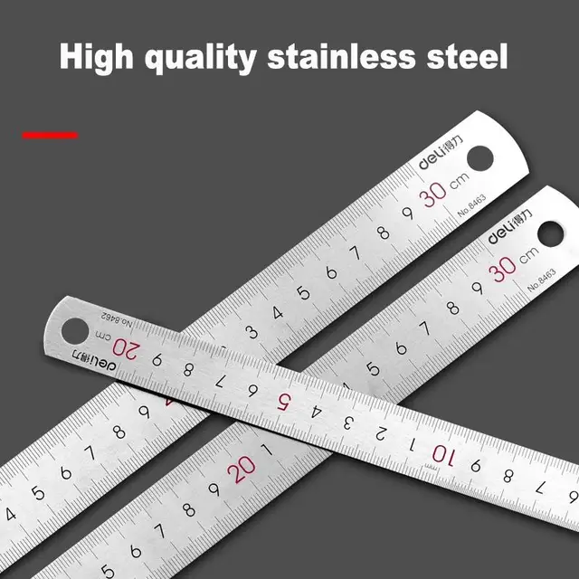 Deli Stainless Steel Ruler 15/20/30cm Metal Straight Ruler for Home School Precision Measuring Drawing Tool Supplies 1/2/5pcs 4