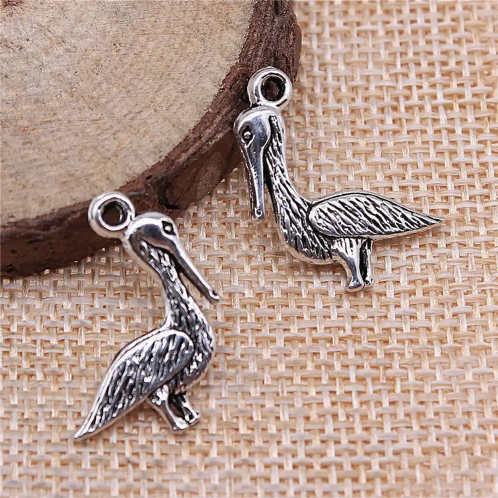 Pendant Pelican Charms Jewelry Materials 23x19mm 10pcs