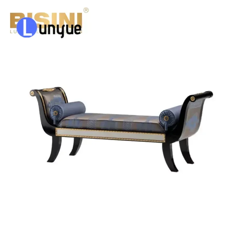 French Minimalist Wooden Bench High End Bedroom Bedside Stool Exquisite Bathroom Seat Solid Wood Furniture Home Decor