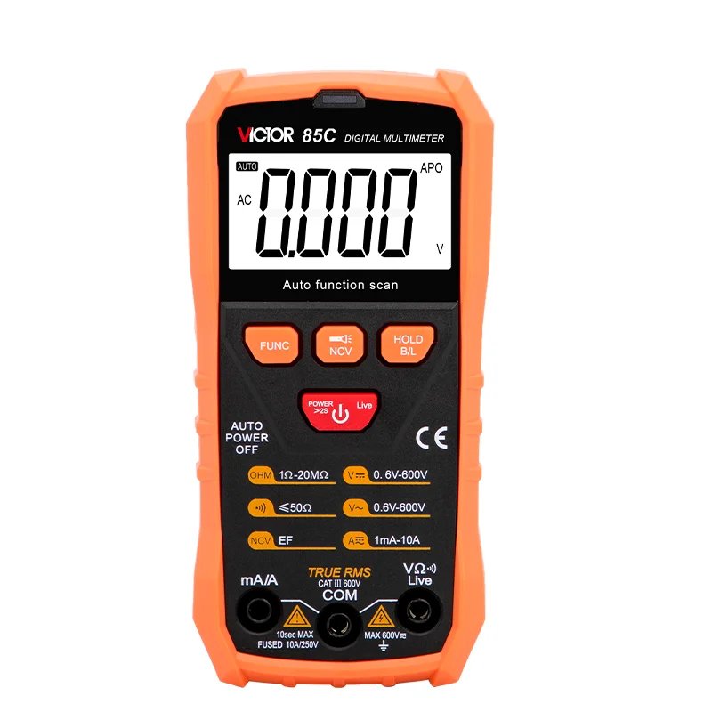 

VICTOR 85C Digital Multimeter Auto Range Identification with Unit Symbol
