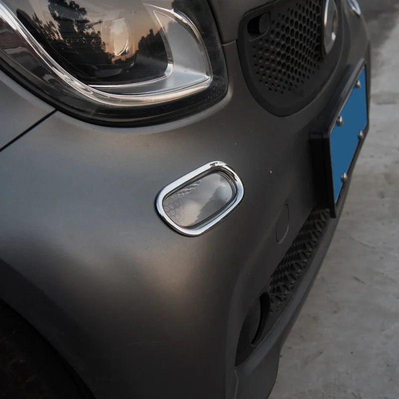 

For Smart 453 Fortwo Car Front Bumper Turn Signal Light Bezel Frame Indicator Lamp Decorative Trim Cover Chrome Car Accessories