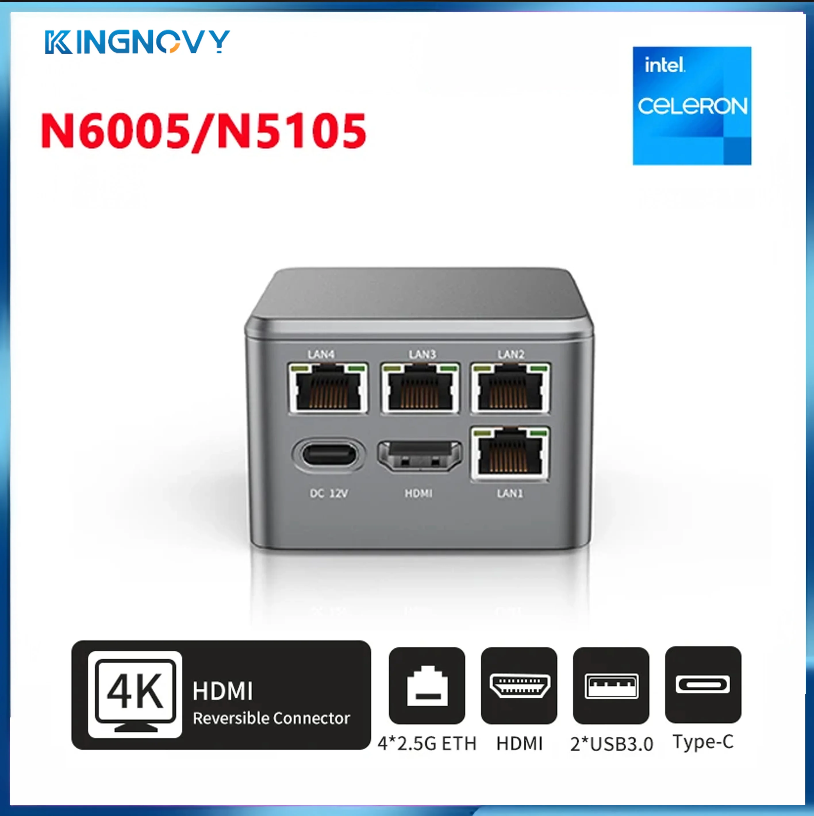 Router Pentium N6005 Celeron N5105 4x Intel i226-V  Pocket 2.5G Firewall Box Mini PC NVMe HDMI2.0 Type-C Proxmox pfSense ESXi