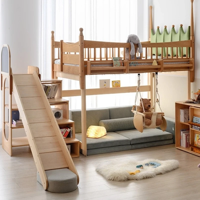 

Suspension college half-height bed Solid wood children's bed Slide bed Boys and girls on and off beds Bunk beds