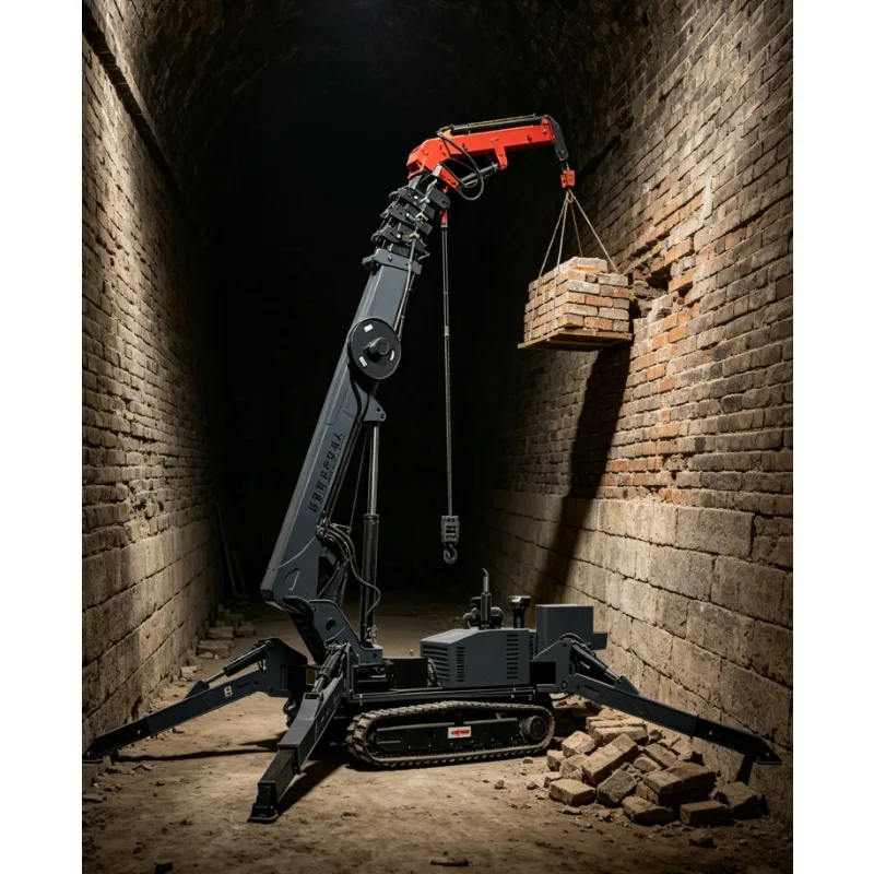 Heavy Duty Spider Crane 8T 10T 12T 15T Hydraulic Crawler Telescopic Boom Long Arm Fly Jib Glass Installation High Rise Building