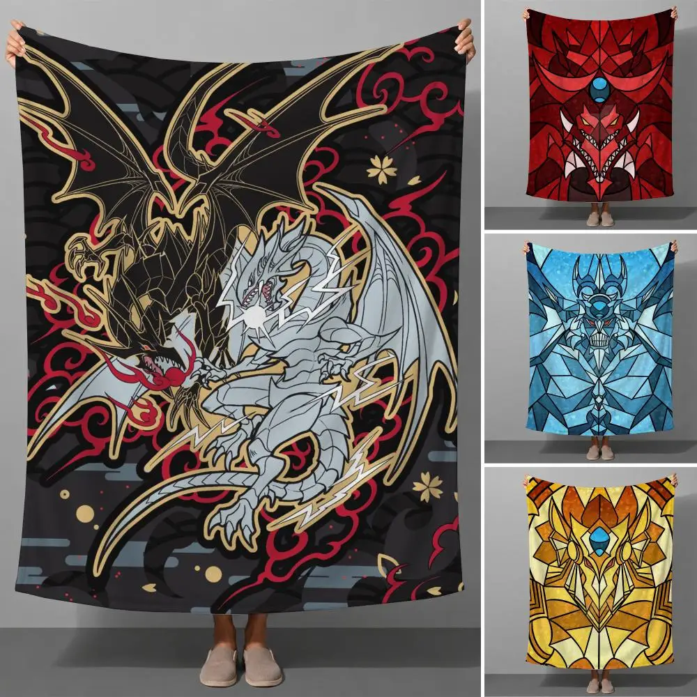 Anime Yu Gi Oh Egyptian God Cards Throw Soft Flannel Throw Blanket for Couch Bed Sofa Warm Cozy Lightweight All Season