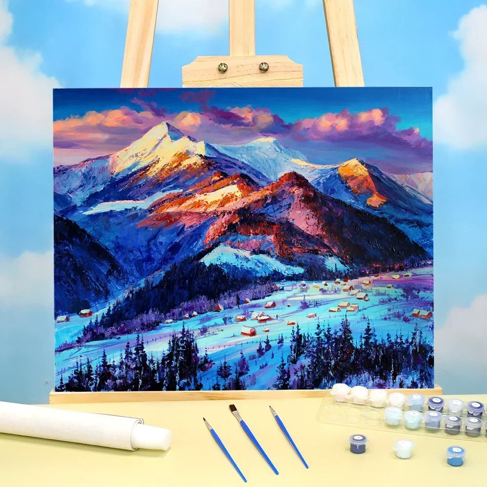 131572 Mountain Oil Painting Package Landscape Painting By Numbers Kit Acrylic Paint With Number On The Wall Home Decoration