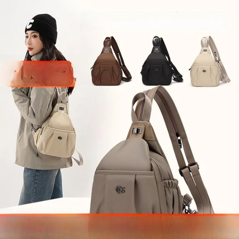 New Women's Large Capacity Chest Bag Travel Backpack Commuter Single Shoulder Slant Bag Lightweight Waterproof Double Shoulde...