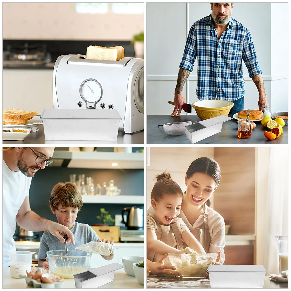 

Bread Box Tin Metal Loaf Reusable Baking Toast Pan Non Stick Metal Large Loaf Pan With Lid Capacity Kitchen Use
