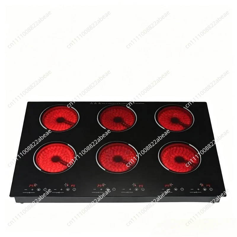 Commercial Six-head Induction Cooker Kitchen Electric Cooker Ceramic Cooker Integrated Embedded Cooktop High Power Hob