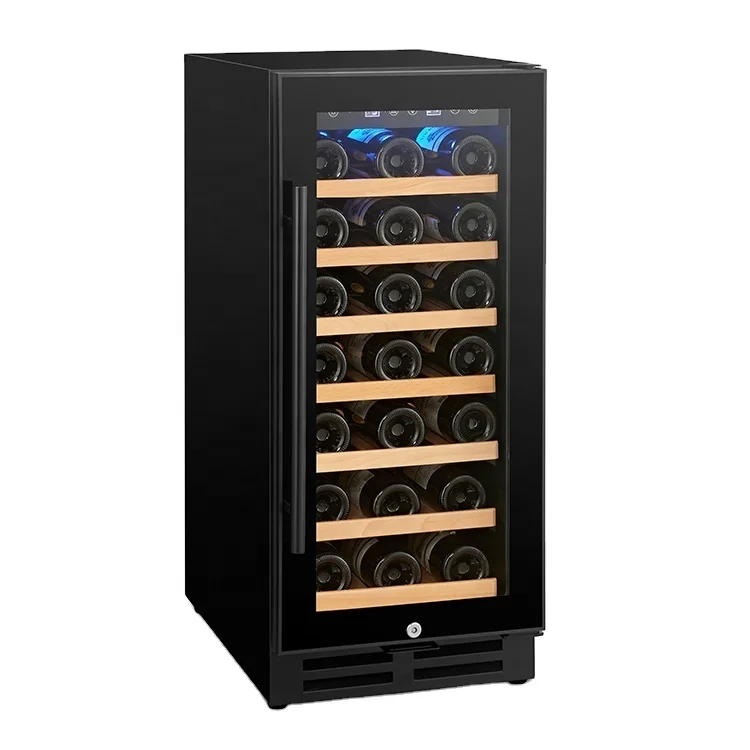 JIUFU Best Sale Built-in Small Wine fridge No Frost Glass Door Wood Shelf Wine Cooler Refrigerator