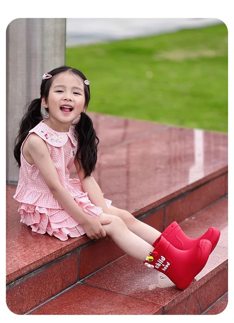 2026 Kinder Regenstiefel Mädchen Jungen Regenstiefel Rutschfeste Kinder Baby Regenschuhe PVC Wasserdichte Halbhohe Wasserschuhe Weiches Gummi – Detail 17