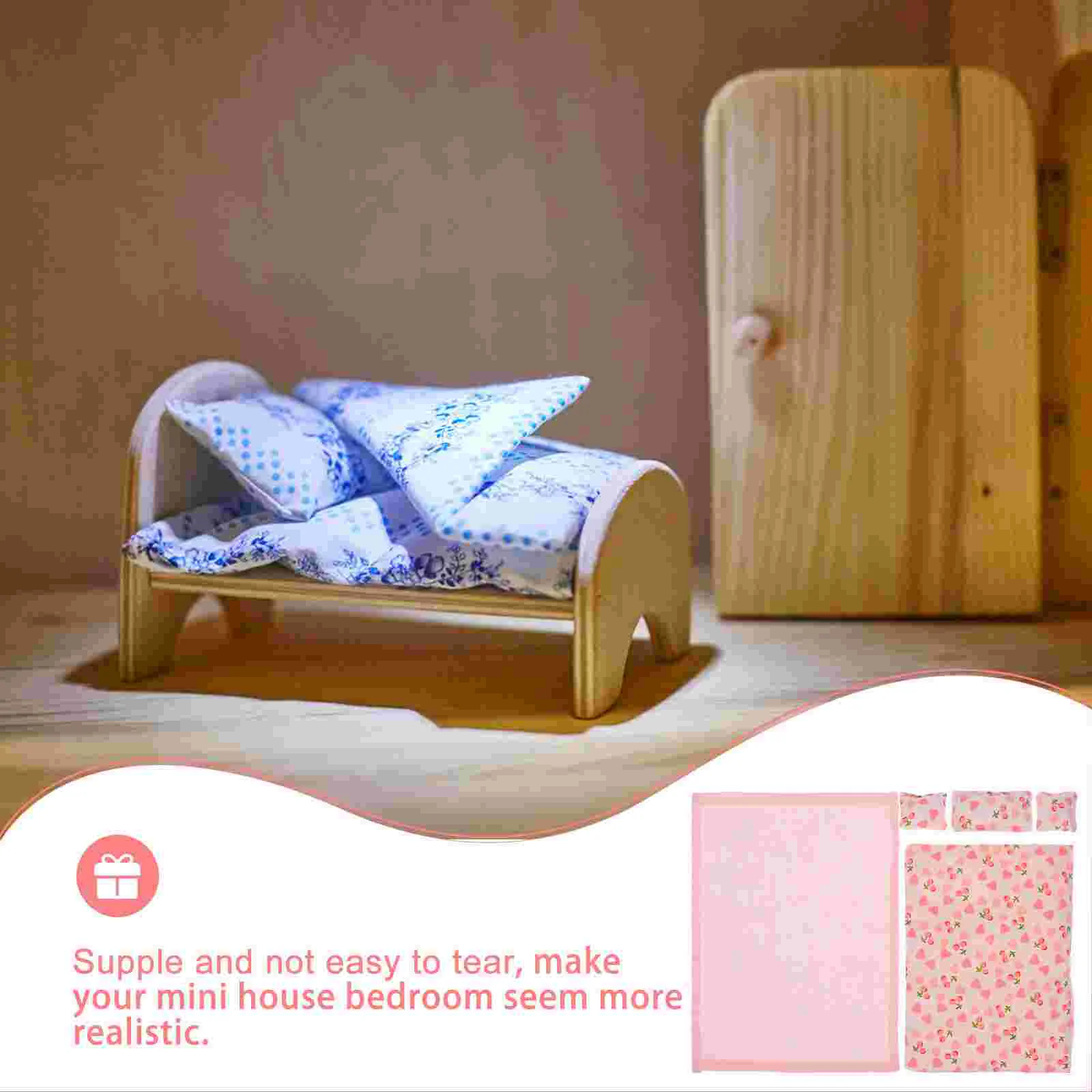 House Sheets Bedding for Dollhouses Mini Supplies Bedroom Quilt Linings Kit Accessories