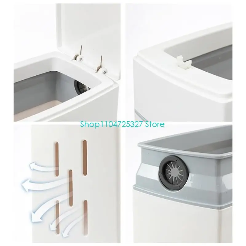 D8KF Bathroom Trash Can with Toilet Brush Holder Press-type Plastic Garbage Can