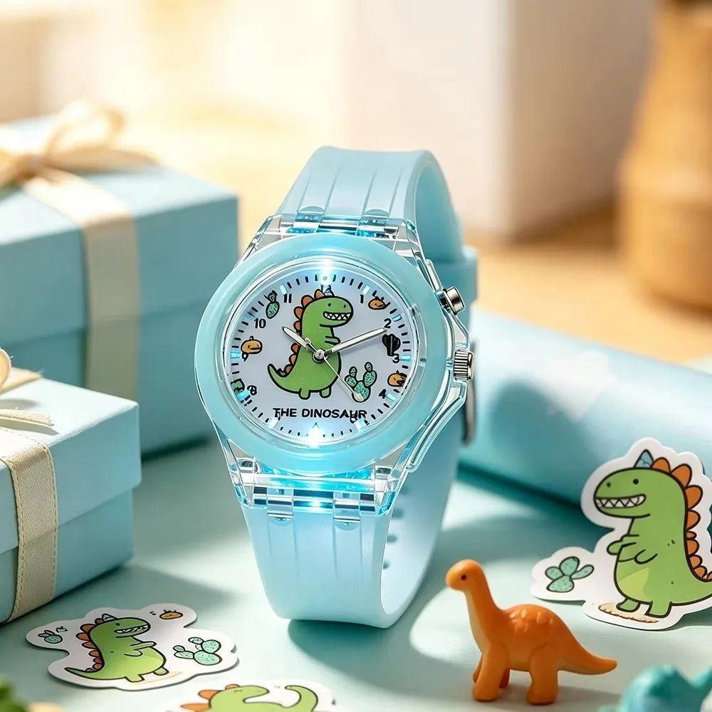 Transparent Case Kids Watches Soft Silicone Strap Flash Light Girls Watch Glowing Case Silicone Strap Children Watches
