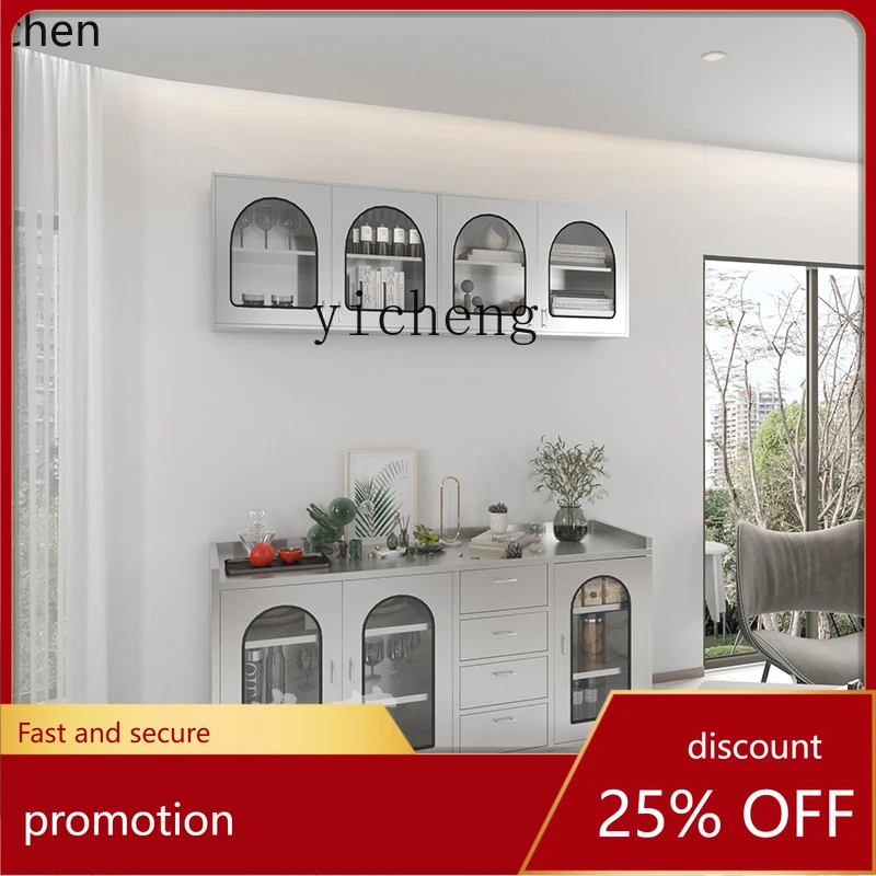HXL stainless steel kitchen hanging cabinet wall household sliding door storage cabinet wall hanging type
