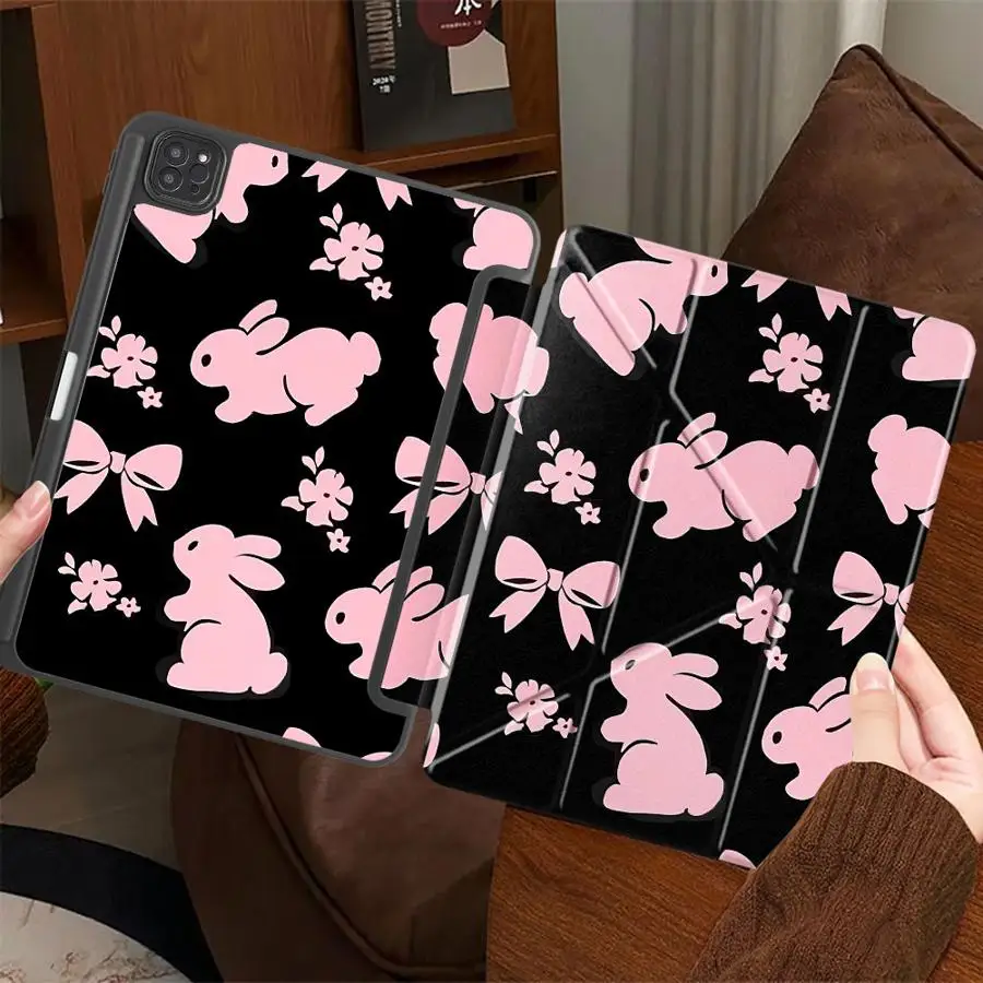 

Pink Rabbit Tablet Case For iPad Pro 11th 10th 9th 8th 7th 12.9inch Air 4 5 M3 M2 M4 11inch Pro 2025 Mini 6 7 Holder Cover