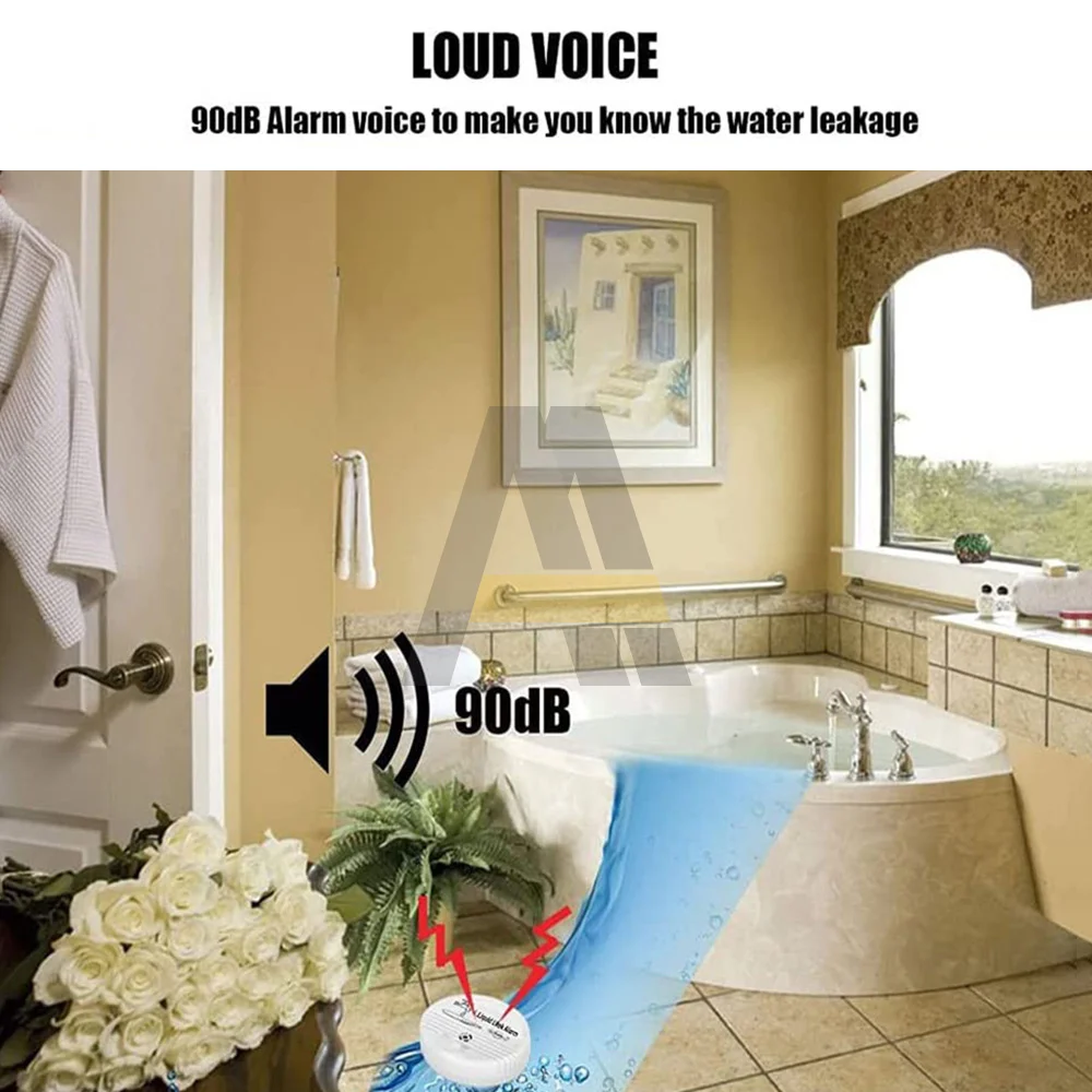 9V rilevatore di allarme sensore di perdite d'acqua 90dB ecoscandaglio voce rilevatore di perdite d'acqua senza fili sistema domestico