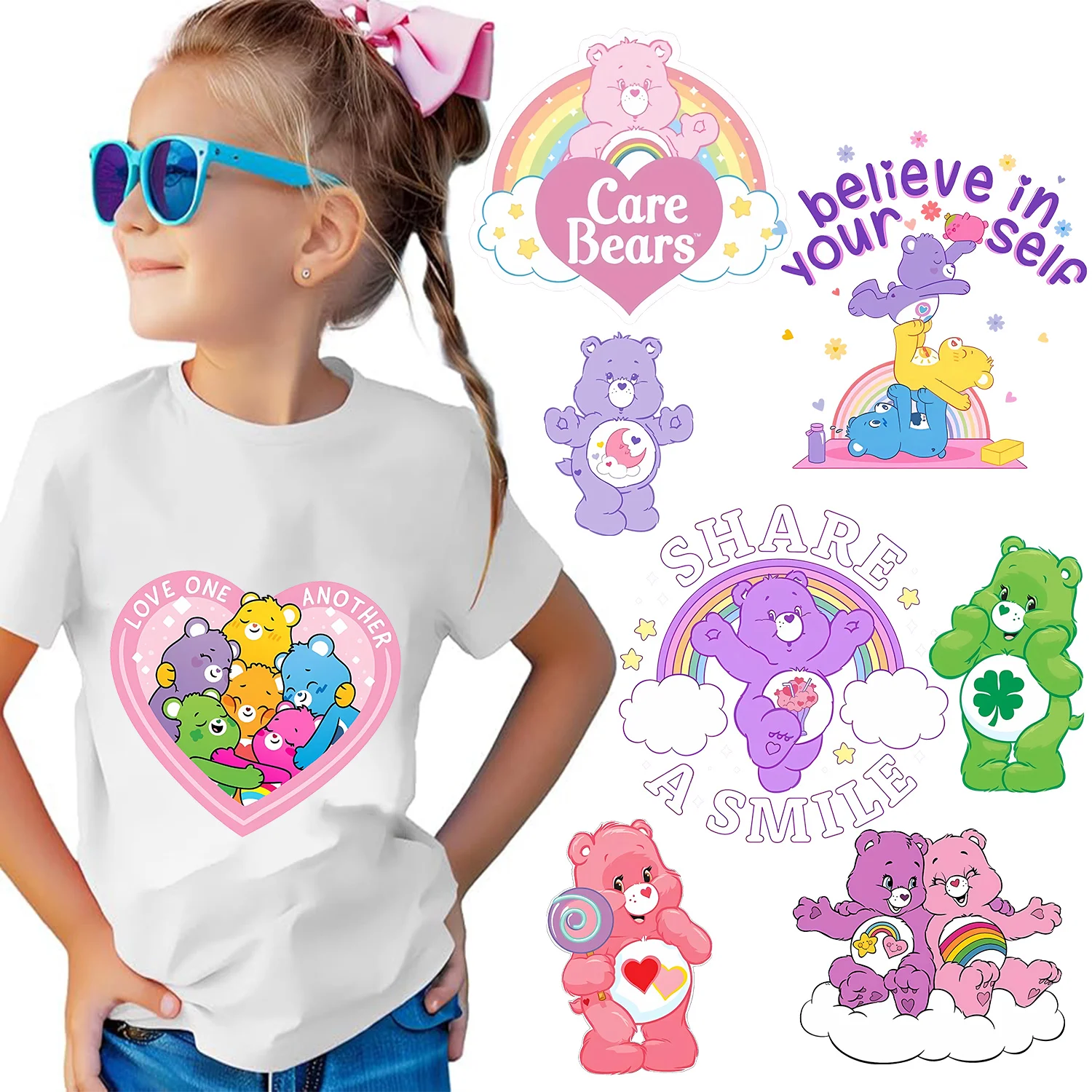 Наклейки-аппликации-caring-bears-для-одежды-термотрансферные-стикеры-для-футболок-для-мальчиков-и-девочек-термоклеевые-нашивки