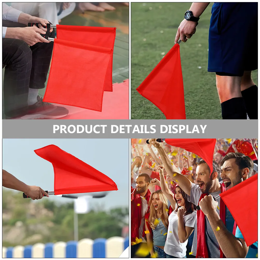 Sturdy Red Signal Flag Easy Grip Handle Lightweight Cloth Material for Soccer Refereeing Racing Events Track Field Traffic