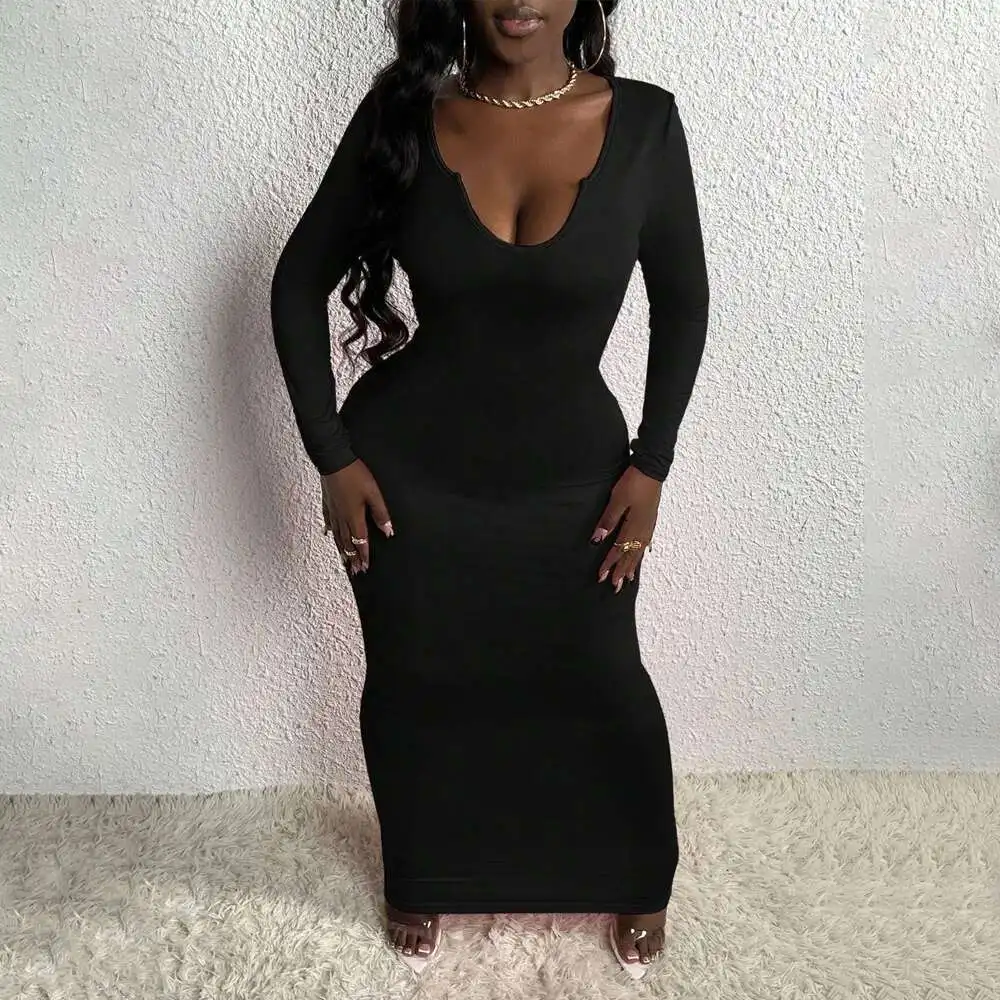 

Spring/summer 2025 New Fashionable Elastic Sexy U-neck Low Cut Slimming Hip Hugging Dress for Women Summer Elegantes Casual Y2k
