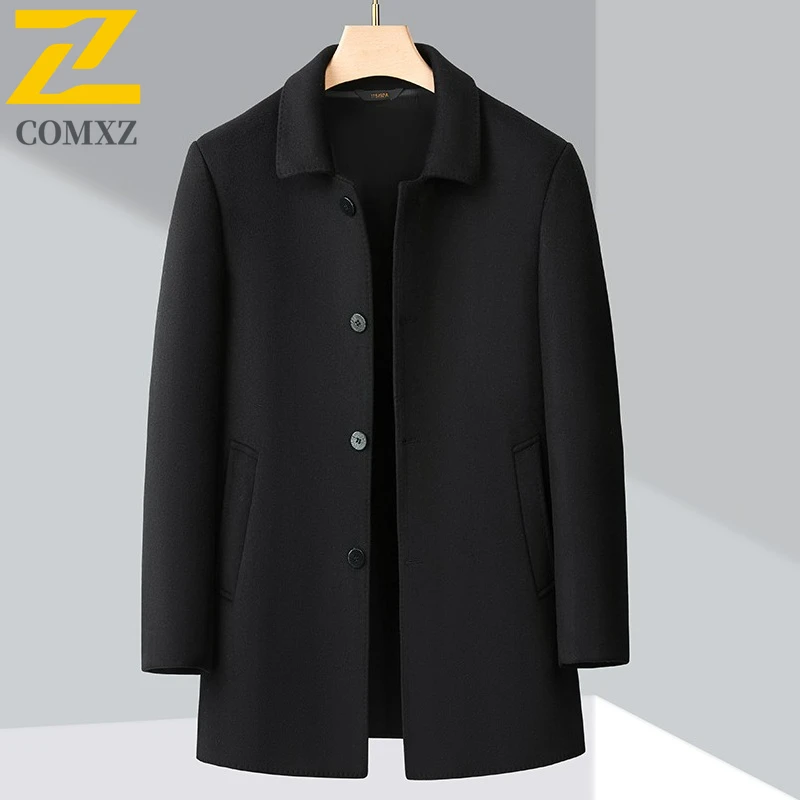

Male Wool Overcoat 2025 Winter Medium Long Styles Business Windproof Jackets Casual Premium Classic Turndown Collar TrenchCoat