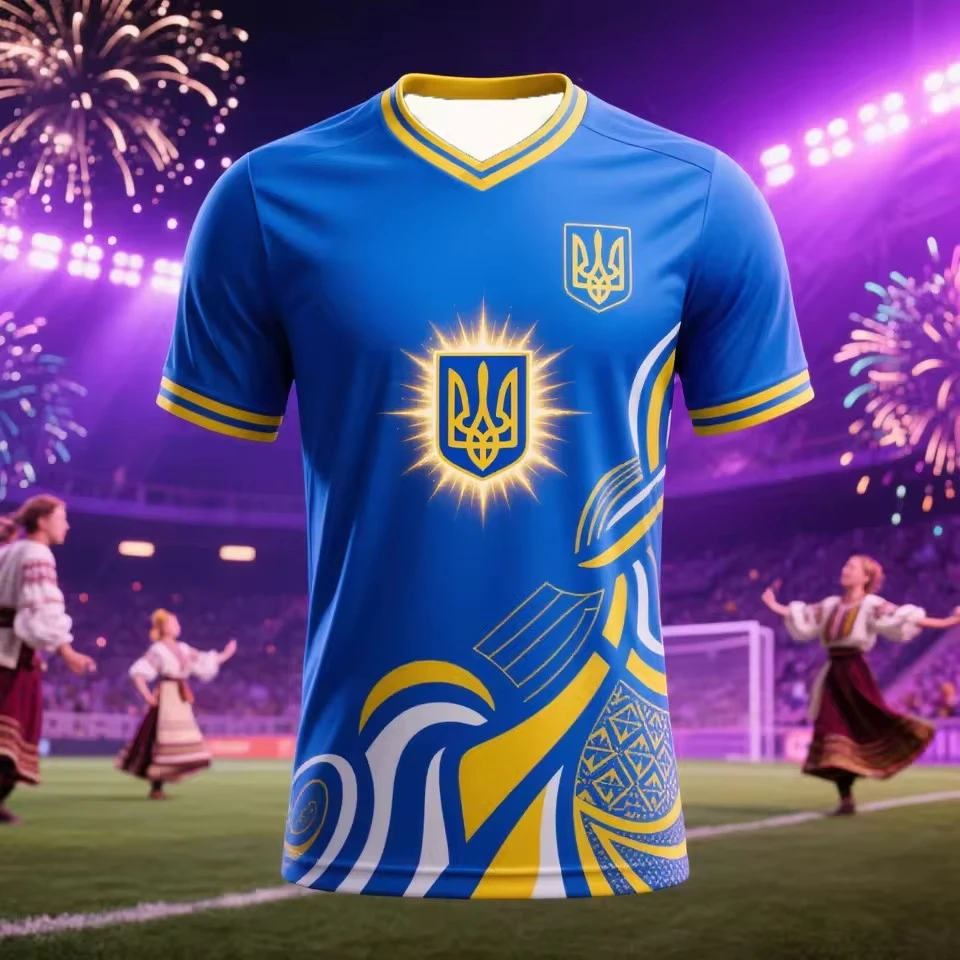 Ukraine Football Jersey T Shirts Adult & Kids New Fashion Trend Digital Printed Soccer Uniforms Summer Men Ukrainian Sports Tees