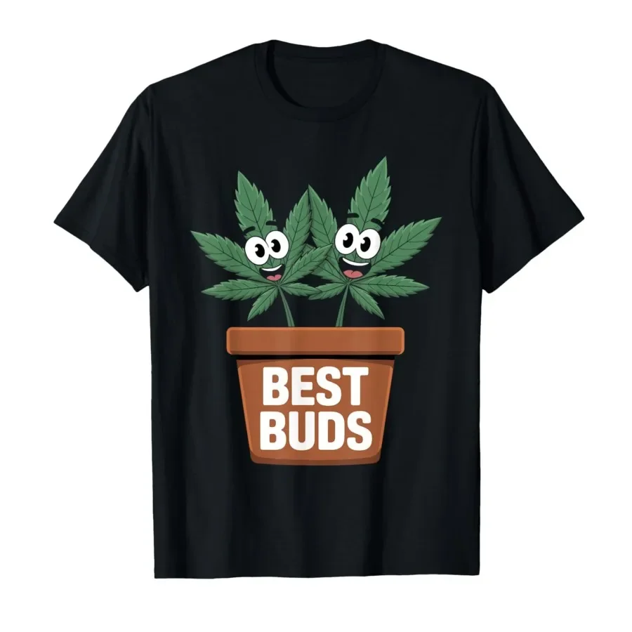 

Best Buds Weed Humor Cute Leaf Friends T-shirt For Men Women 100% Cotton T Shirts Short Sleeve Tops 0424-1