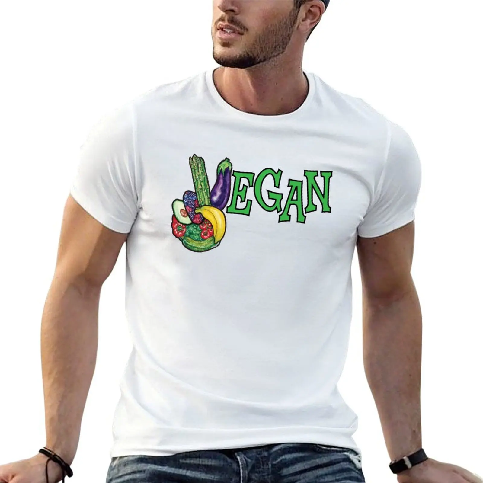 

Vegan Peace T-Shirt man t shirt cotton man tshirt t shirts for man pack cotton T-shirt