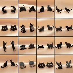 5Pair/Lot Winged Love Cat Aesthetic Women'S Earrings Black Tragus Piercing Stainless Steel Animal Asymmetric Earrings Aretes