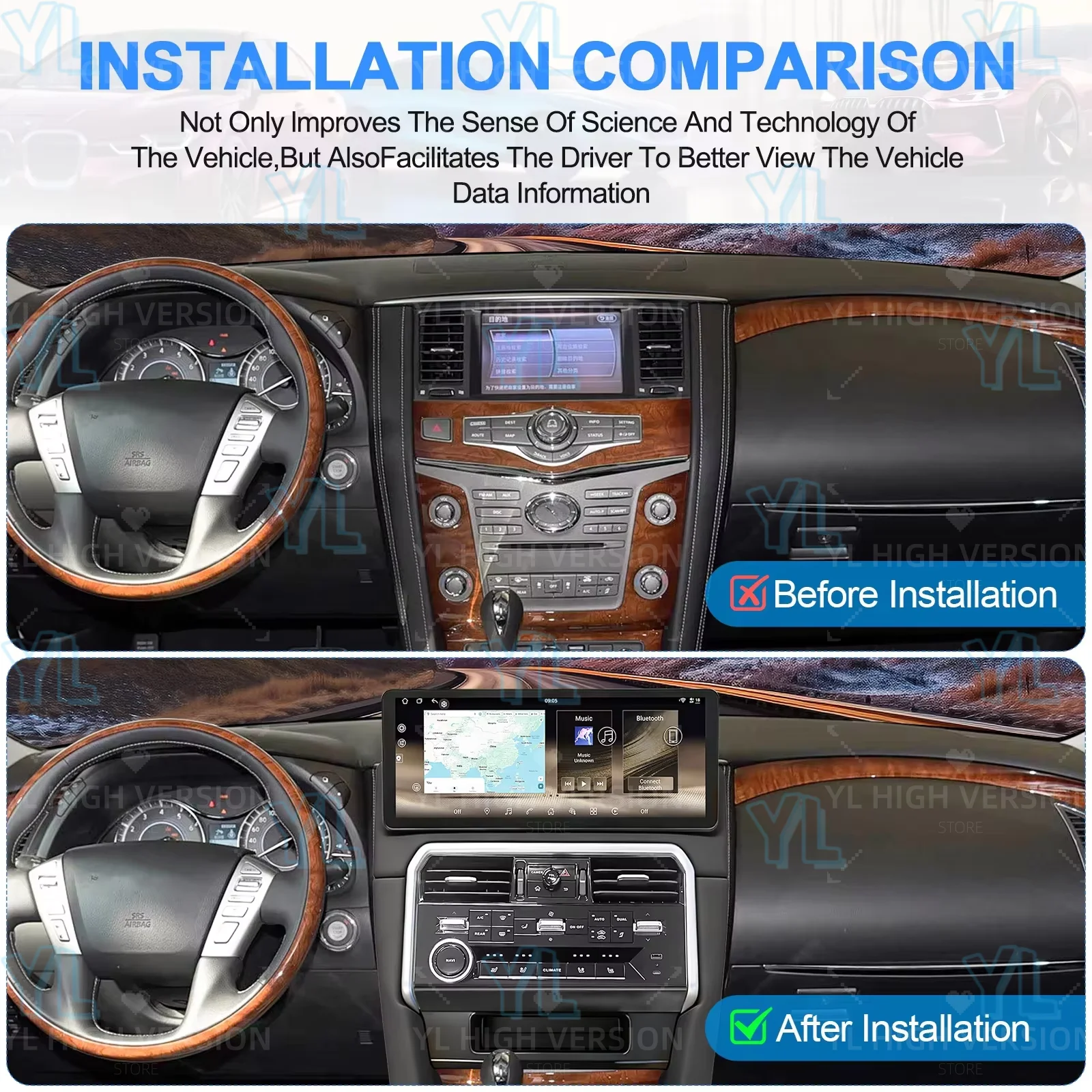 Wireless Carplay For Nissan Patrol Armada Y62 2010-2021 Car Radio Multimedia GPS Navigation Android Auto Headunit Bluetooth 5.0