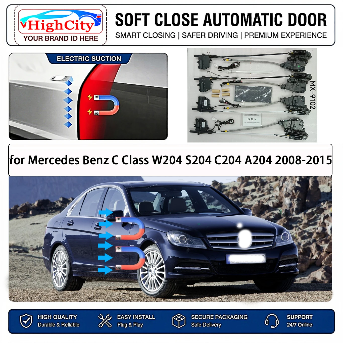 for Mercedes Benz C Class W204 S204 C204 A204 OEM Electric Suction Soft Close Door Kit Smart Anti Pinch Auto Cinch Latch System