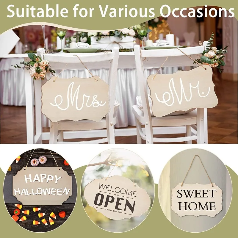 5Pcs Customizable UV Printing Blank Wooden Hanging Tags Rectangle DIY Wood Craft for Painting Writing Holiday Hanging Ornaments