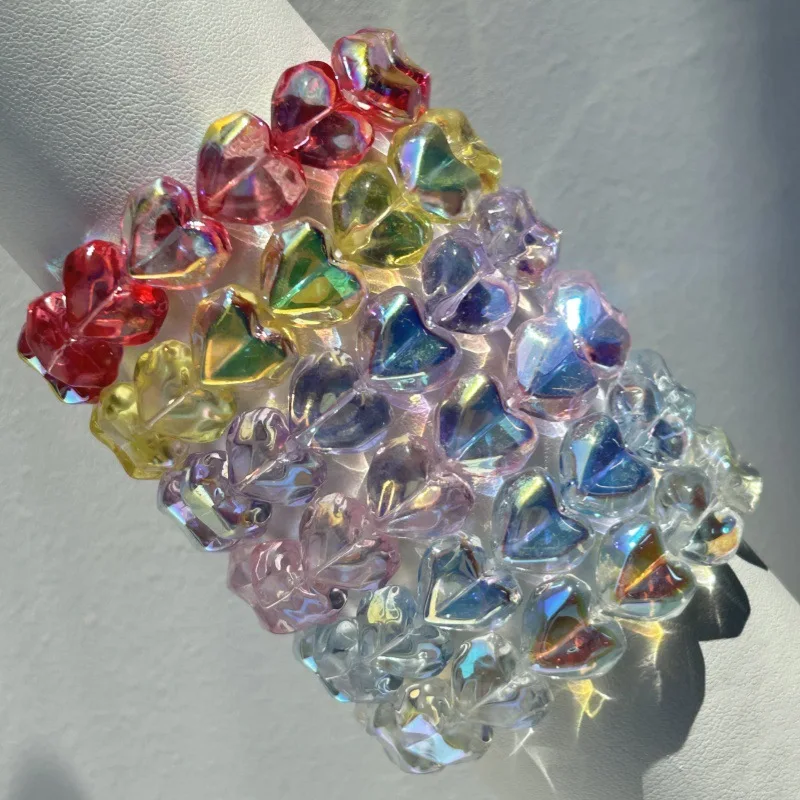 Stained glass heart beaded bracelet bangles