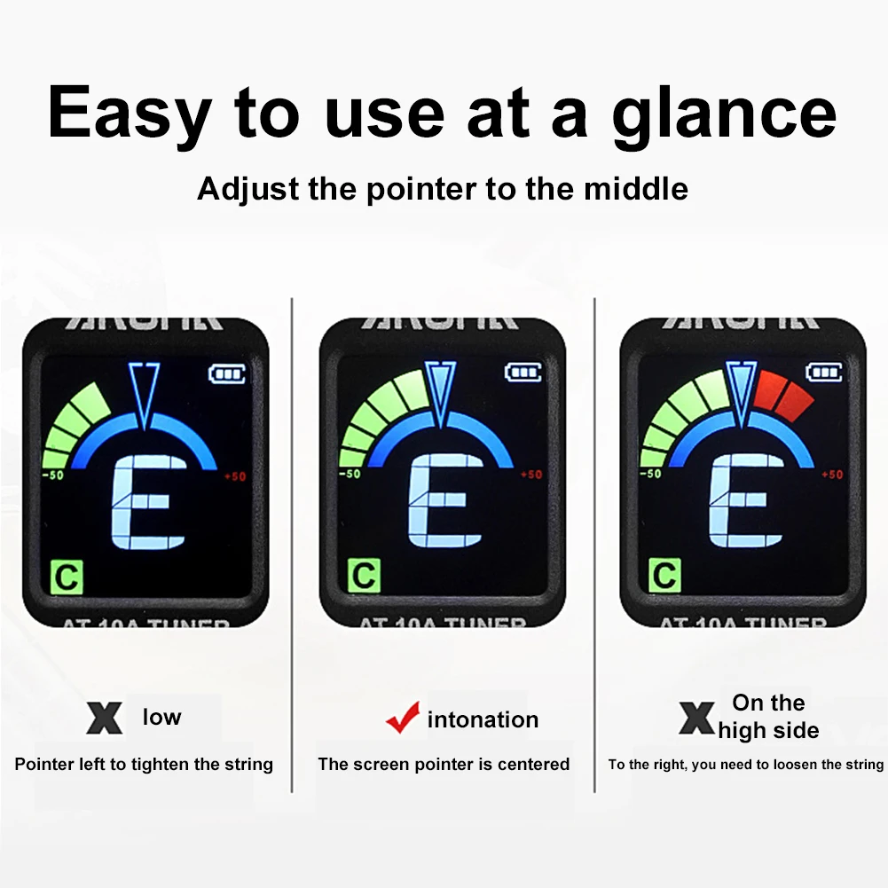 3-1PC Guitar Tuner Foldable Rotatable Clip-On Tuner Digital Electronic Tuner for Acoustic/Electric Guitar Ukulele Violin Bass