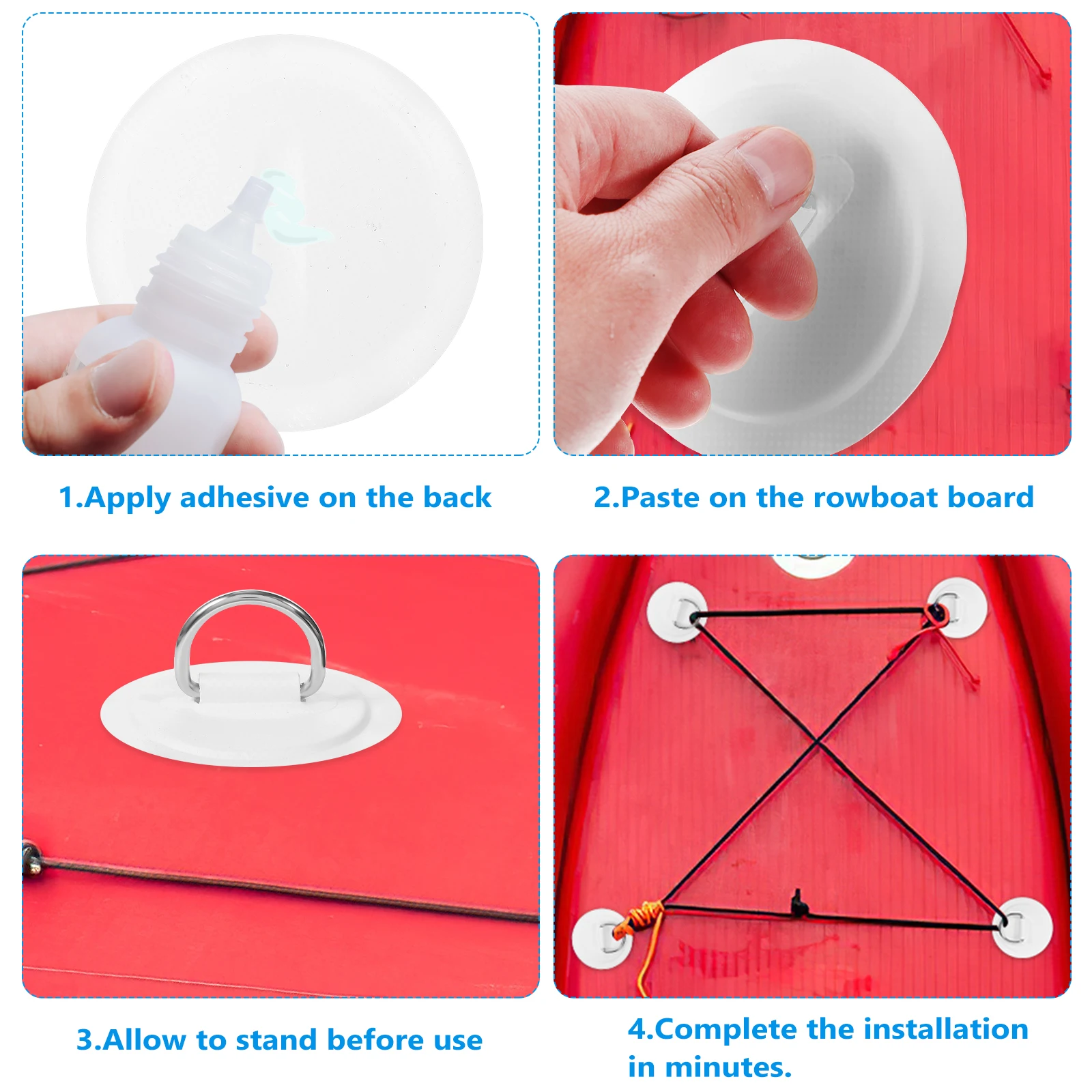 

Waterproof D Ring Pad 5Pcs PVC Patch for Inflatable Boat Kayak Canoe Surfboard Paddle Board Outdoor Gear