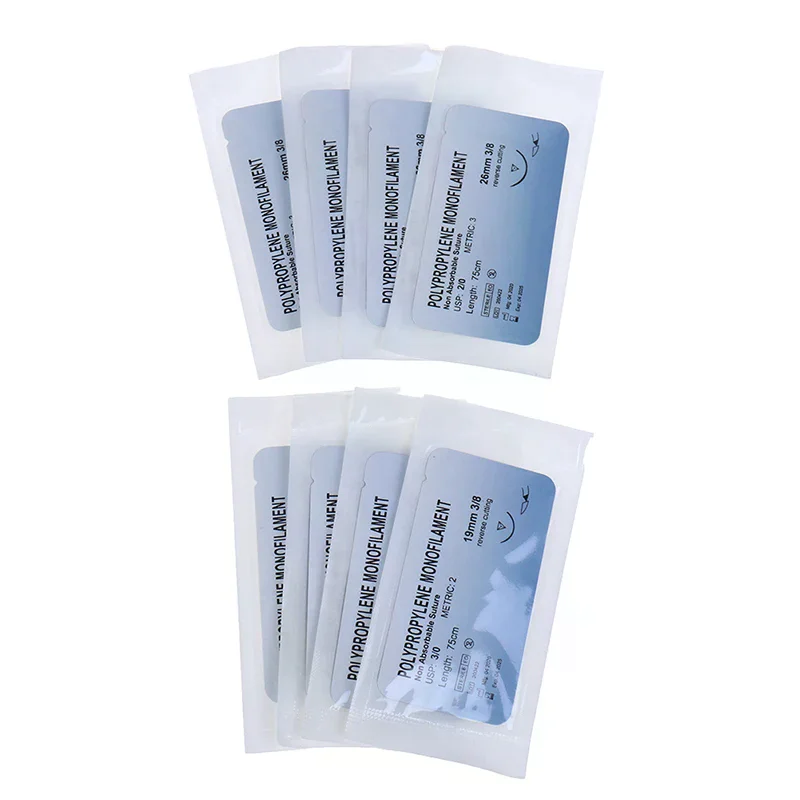 12PCS 2/0 3/0 4/0 Needle Suture Nylon Monofilament Non-injured Suture  Thread Suture for  Surgical Suture Tool HOT
