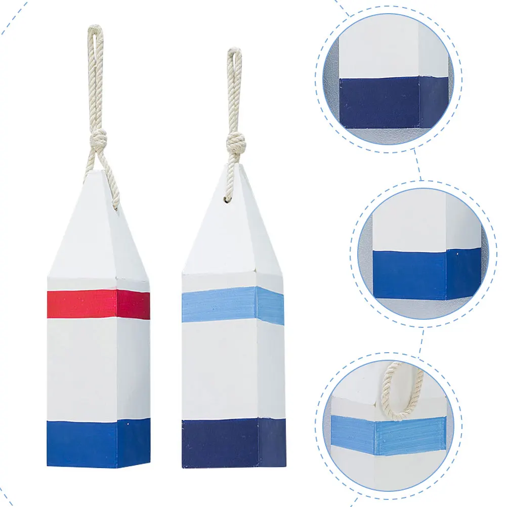 

2pcs Wooden Buoy Hanging Mediterranean Style Fish Marker Decor Nautical Wall Art Home Sea Theme Decoration Wall Hanging Crafts