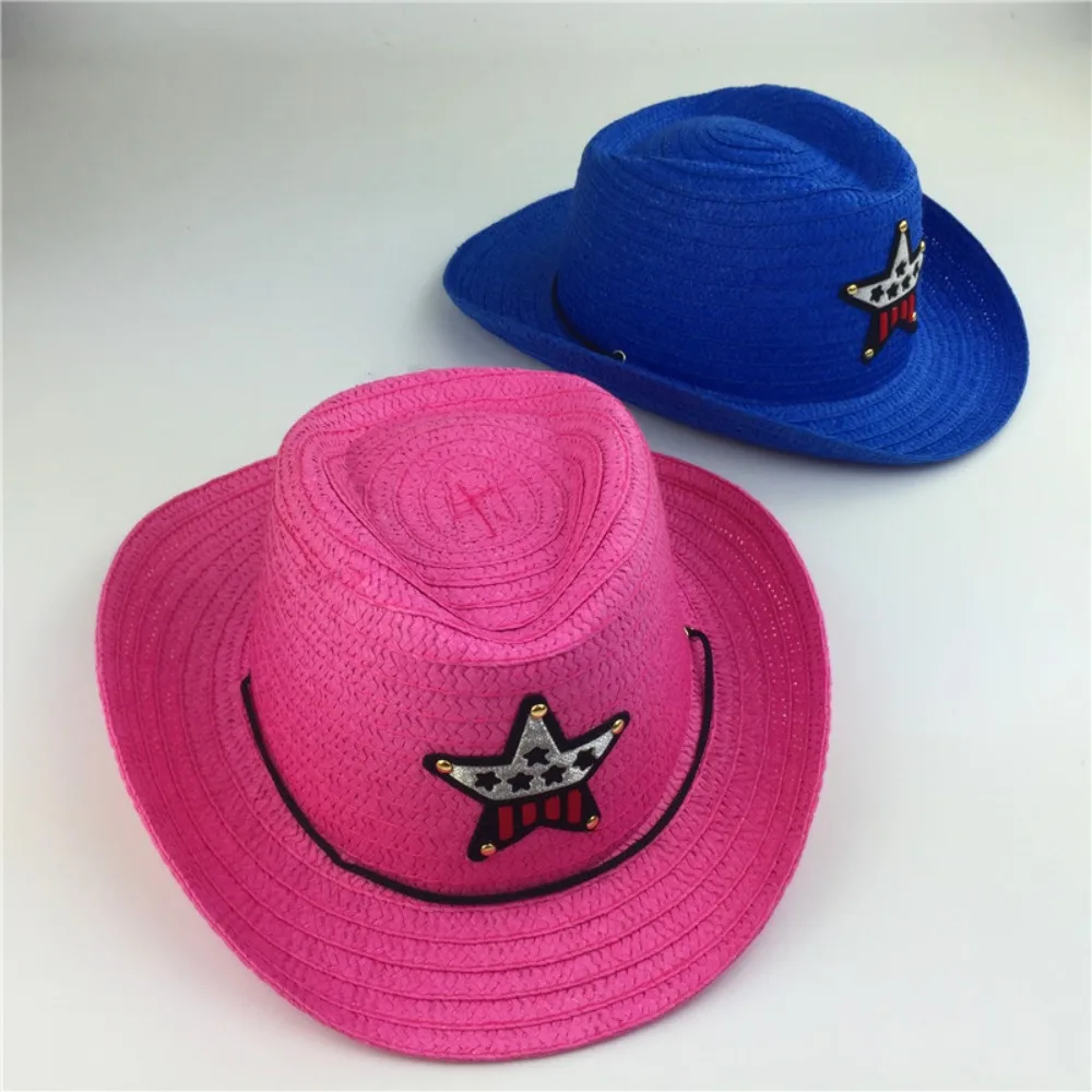 قبعة رعاة البقر للأطفال جيدة التهوية ، قبعة الشمس من القش ، قبعة الخماسي ، قبعة فيشمان ، قبعة دلو الجاز ، أطفال ، أولاد ، بنات ، الصيف