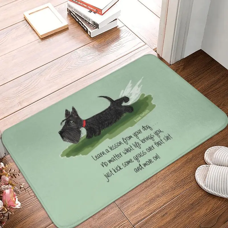 Kawaii Scottie Dog Doormat Non-Slip Kitchen Bath Mat Scottish Terrier Garage Door Floor Entrance Carpet Rug Toilet Footpad