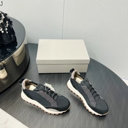 B*C Women's Knitwear Sneakers Sparkling Cotton Knit Runners With Shiny Eyelets 2024 Luxury Lace Up Shoes For Women