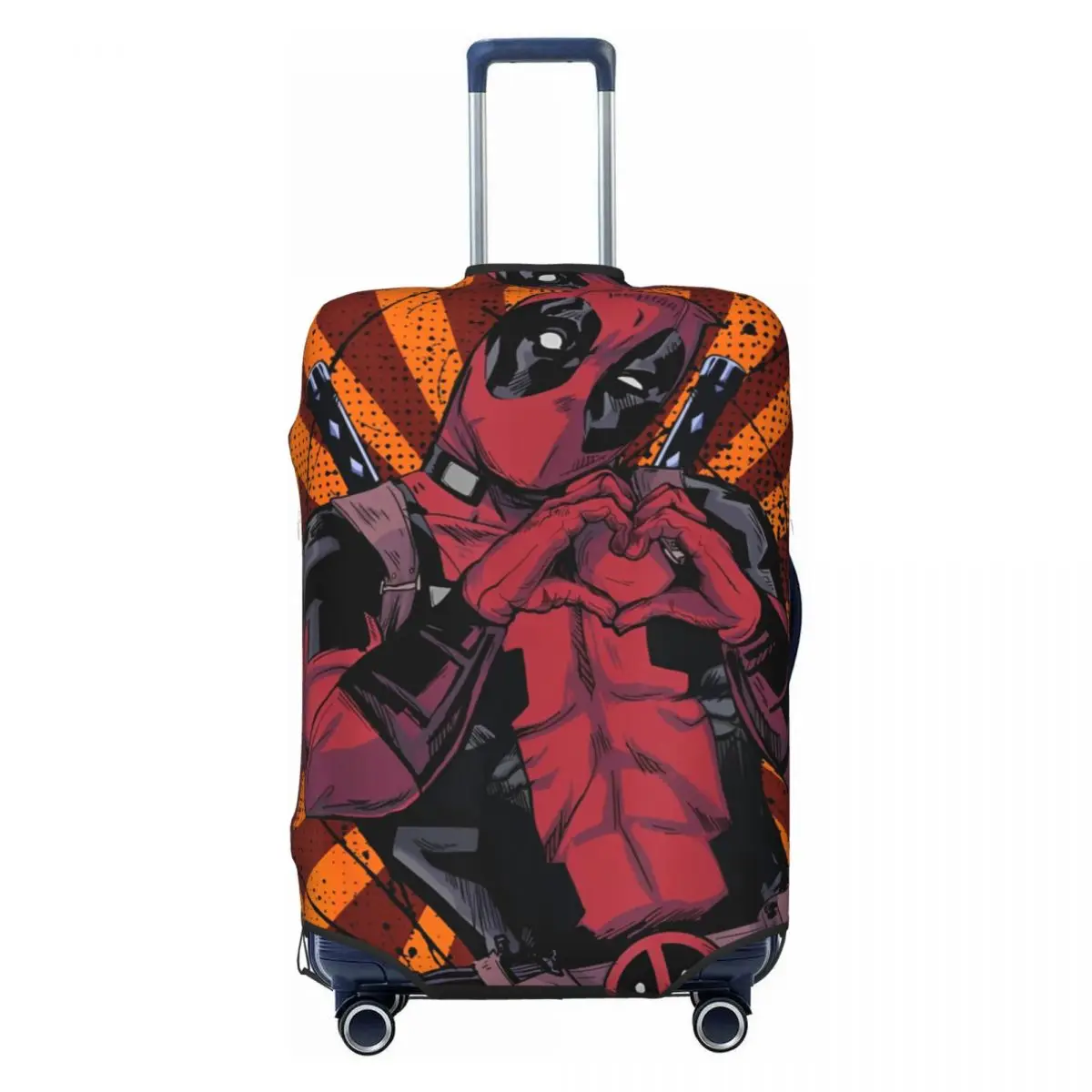 Deadpool Heart Hands Travel Luggage Cover Durable Deadpool & Wolverine Movie D&W Suitcase Protector Washable Baggage Covers