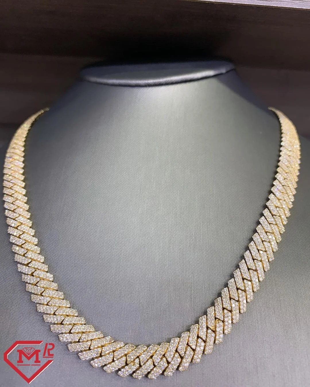 Hip Hop Vvs Diamond Cuban Chain Necklace Sparkling 2 Row Yellow Gold Plated Real 925 Silver Moissanite Cuban Link Chain