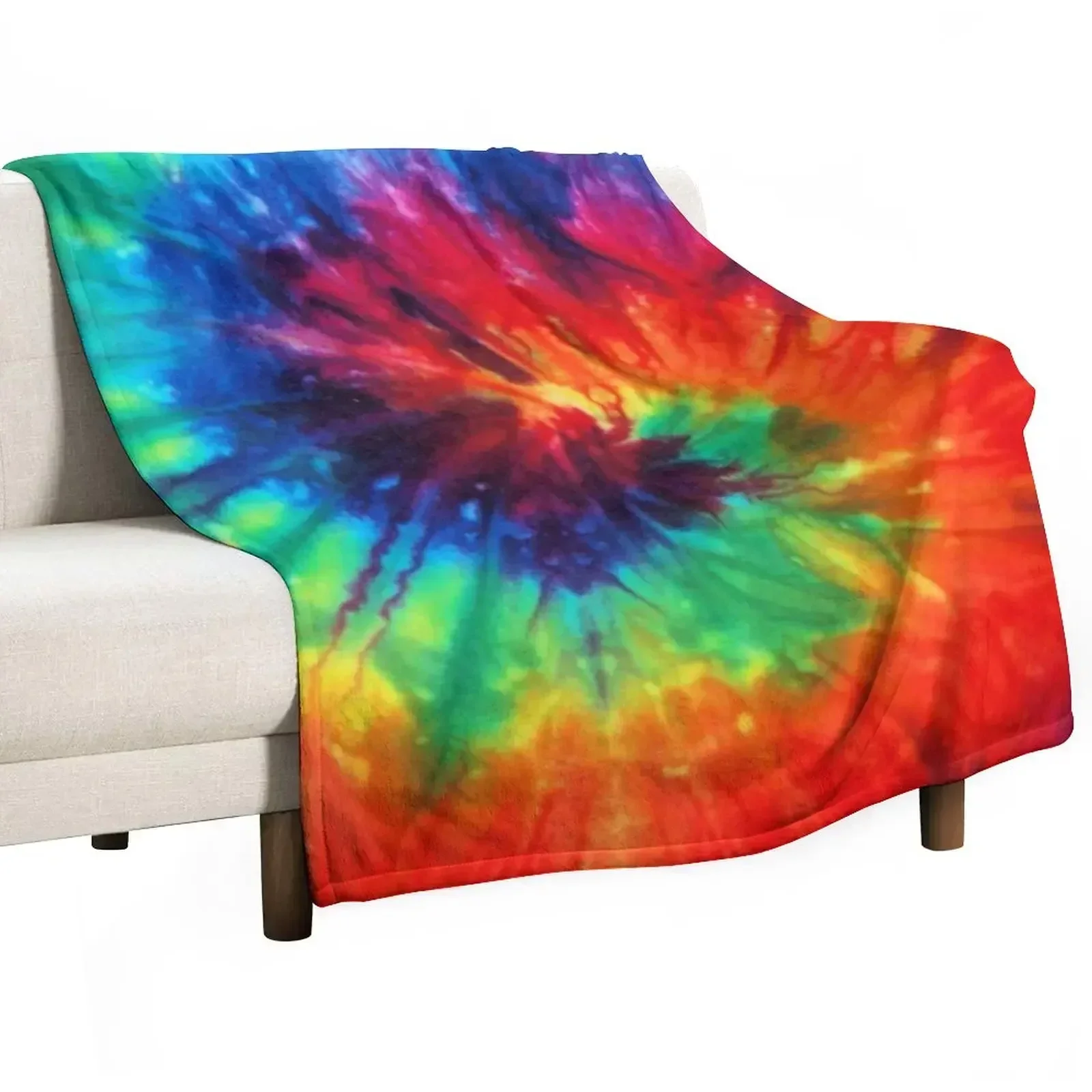 Tie Dye Rainbow Throw Blanket Sofa for winter Soft Blankets