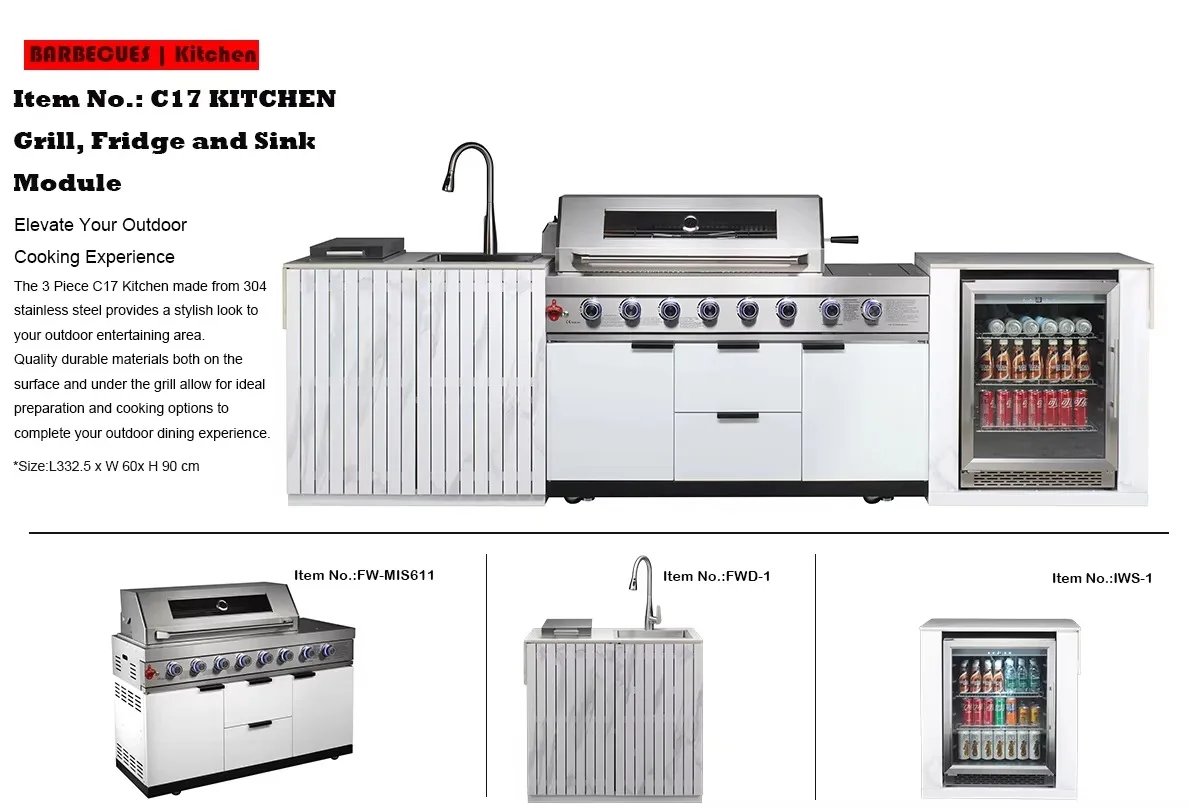 

Custom Color Stainless Steel BBQ Grill With Cabinet For Outdoor Steak Cooking Household Grill Design Kitchen Set Grill