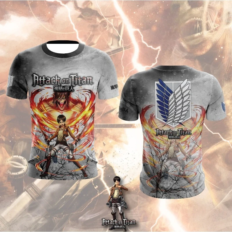 

Футболка с коротким рукавом Attack on Titan Survey Corps Eren, мужская, в стиле Flame, повседневная уличная одежда, стильная футболка для фанатов аниме