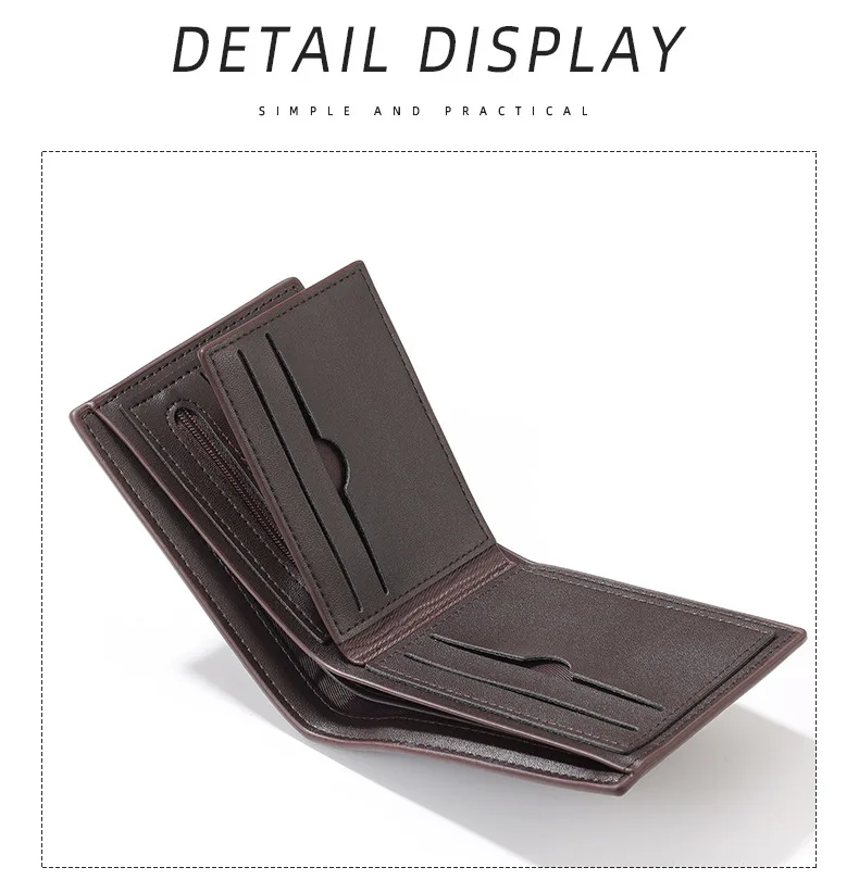 محفظة رجالية كاجوال محبوكة قصيرة ذات سعة كبيرة وفتحة عملة عتيقة وحامل بطاقات للعملات المعدنية بتصميم إبداعي من الجلد العصري